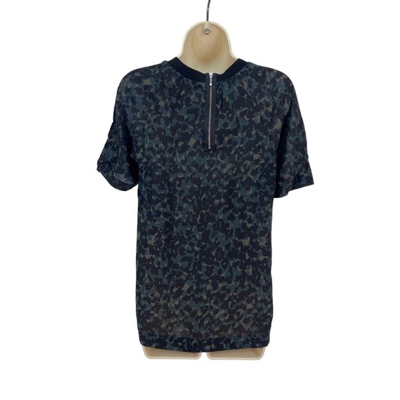 Madewell Silk Front Row Tee Ink Spot Top - Size Small Hi Low Top Short Sleeve - Picture 2 of 6